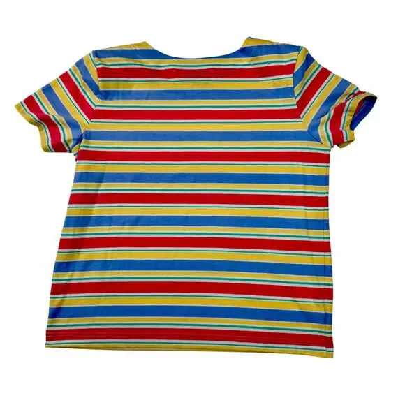Jaclyn Smith Sport Multicolor Striped Tee Women’s Large 90s Skate Whimsy VTG - Picture 2 of 11